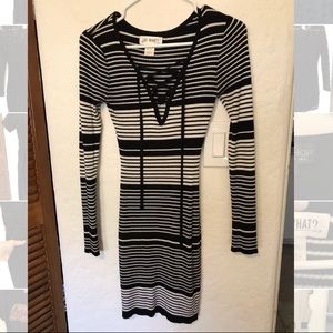 Black & white stripped long sleeve dress.